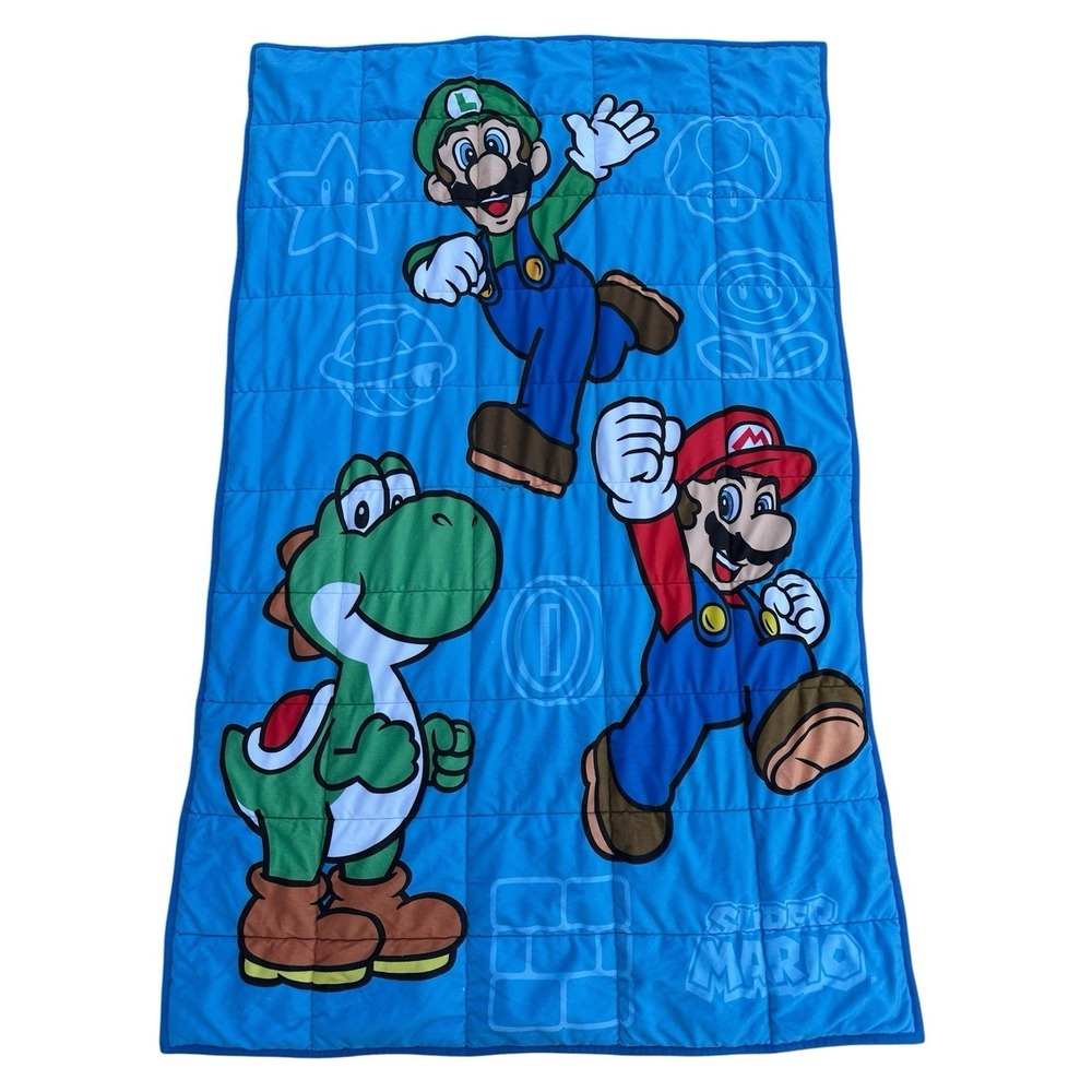 Official Nintendo Super Mario Luigi Yoshi Kids Weighted Throw Blanket 5 Lb 36x48